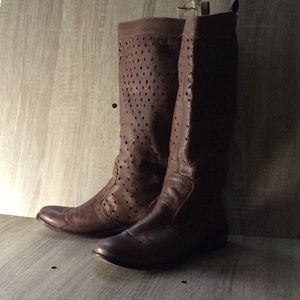 Diesel Perforated Leather Knee Boots size US 8